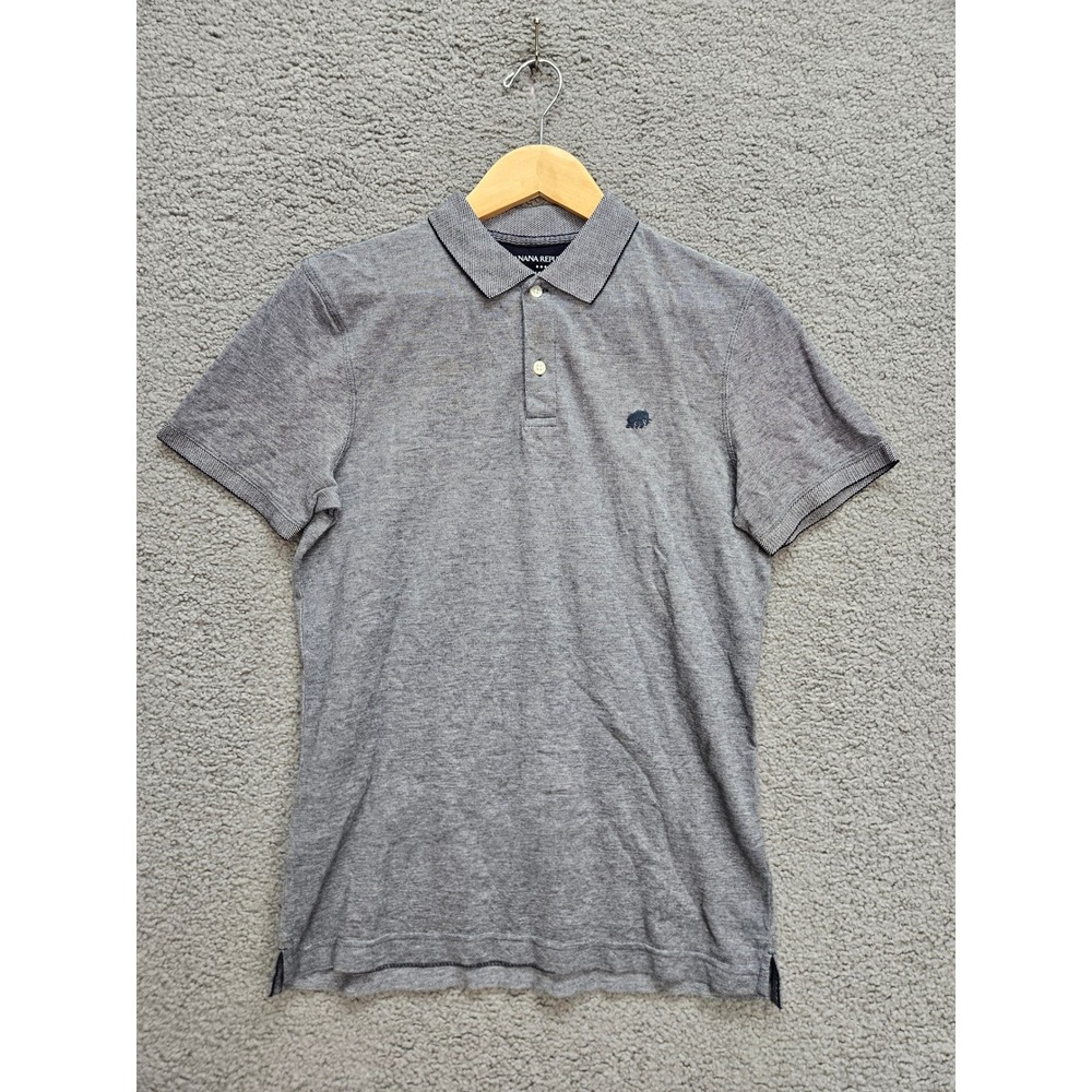 Banana Republic Polo S Navy Organic Cotton Pique Preppy Golf Quiet Luxury Mens